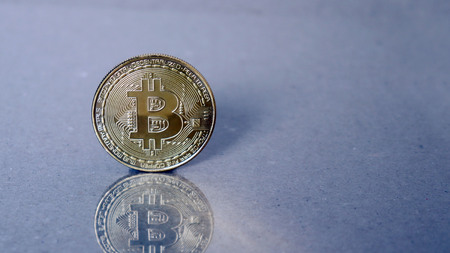 A standing bitcoinの写真素材