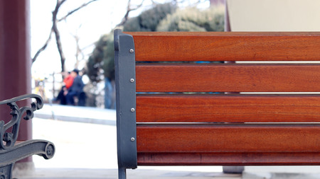 The chairs and park scenery in the park.の写真素材