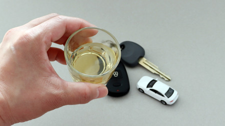 Driving under intoxication is really dangerous. Concept of risk in drinking and driving.の写真素材