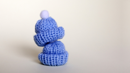 A hat made of two overlapping blue wool.の写真素材