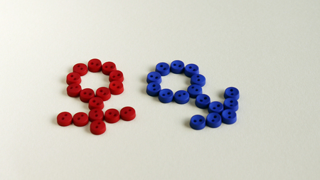 The symbol of the red woman and the symbol of the blue man.の写真素材