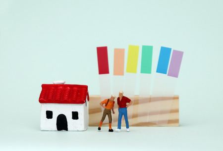 A concept of home with a two man couple.の写真素材