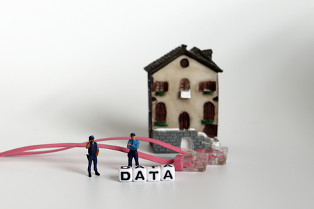 DATA text on white cube. Concepts for personal information protection.の写真素材
