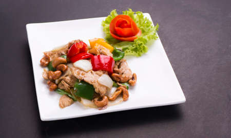 fried chicken with cashewsの写真素材