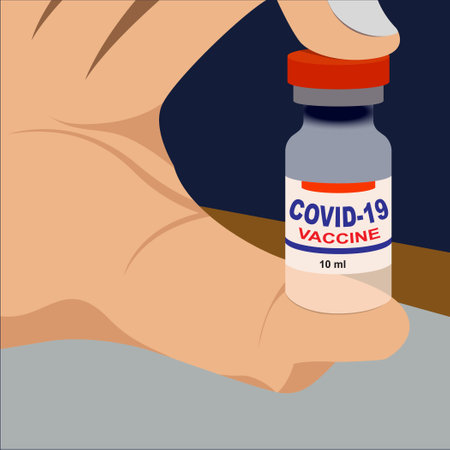 Illustration bottle and medical vaccine for background, illustration, immunization socialization promotion concept, health treatment guide, hospital and doctor information concept about importance of immunization to peopleのイラスト素材