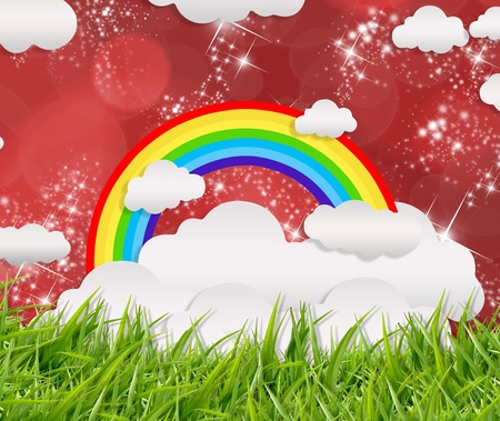 The grass with a white sky and star の写真素材