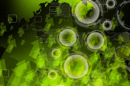 Abstract digital Green background with arrows の写真素材