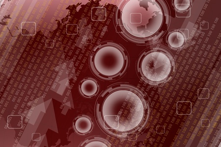 Abstract digital red background with arrows の写真素材
