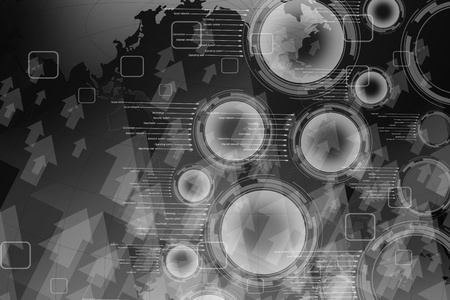 Abstract digital gray background with arrows の写真素材