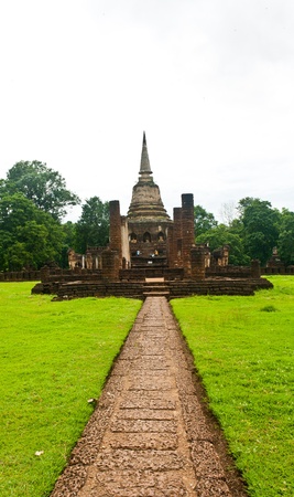 wat chang lom temple in Sukhothai Historical Park , Thailandの写真素材