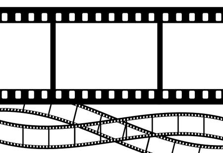 Curved black film sheet on background white の写真素材