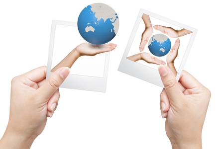 hand of women and Picture frameの写真素材