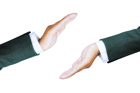 Hands of business women isolated on white background 