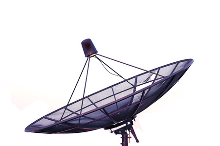 Satellite dish transmission data Isolated on white background.の写真素材