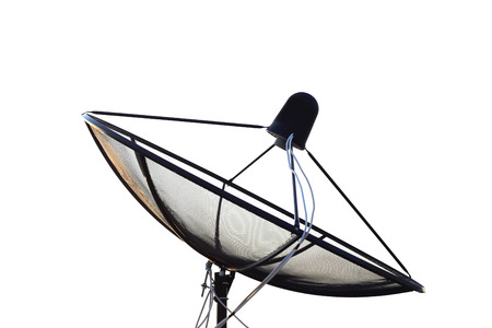 Satellite dish transmission data Isolated on white background.の写真素材