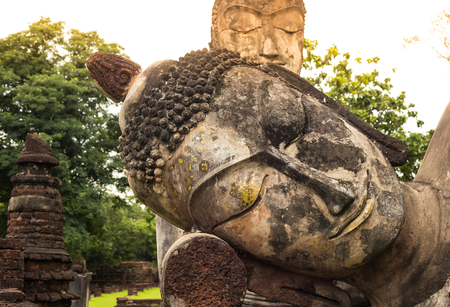 The Buddha at Kamphaengphet Historical Park Nong Pong District Kamphaeng Phet Province, Thailandの写真素材
