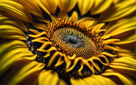 sunflower, macro view that is seen turning flowers seeds clearlyfieldの素材