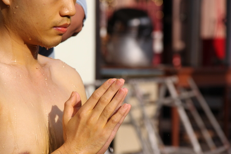 Monk hair cut ordination ceremonyの写真素材