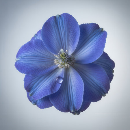 Blue flower of a clematis, isolated on a white backgroundの素材