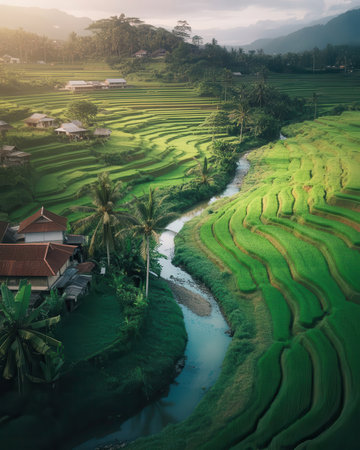Rice terraces in Ubud, Bali island, Indonesiaの素材