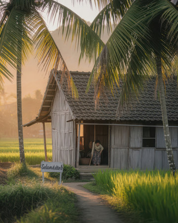 Rice field in the countryside of Chiang Mai, Thailand.の素材