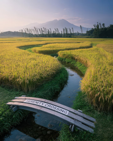 Paddy rice field in the morning at Bali, Indonesia.の素材