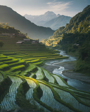 Rice terraces in Sapa, Vietnam. Sapa is a popular tourist destination in Vietnam.の素材