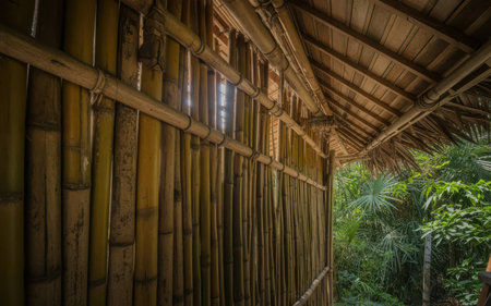 Bamboo hut in the tropical forest, Bali island, Indonesiaの素材