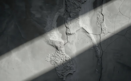 Cracked concrete wall with light and shadow. Abstract background for design.の素材
