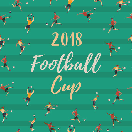 Vector set with men playing sports in athletic poses. Soccer players. Flat illustration.のイラスト素材
