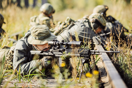 ranger shoot at a target from the sniper rifleの写真素材