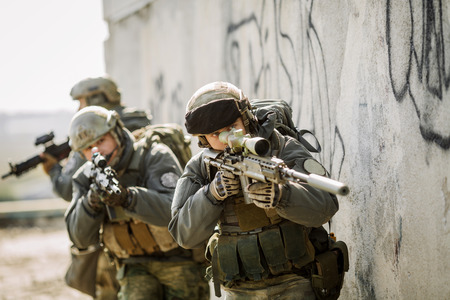 rangers stormed the building occupied by the enemyの写真素材