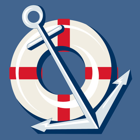 Anchor and lifebelt symbol - vector illustrationの写真素材