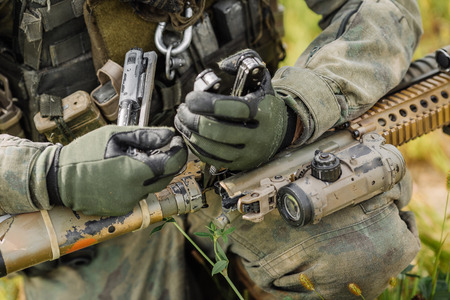 ranger repair fix the rifle with the tool in the battlefieldの写真素材