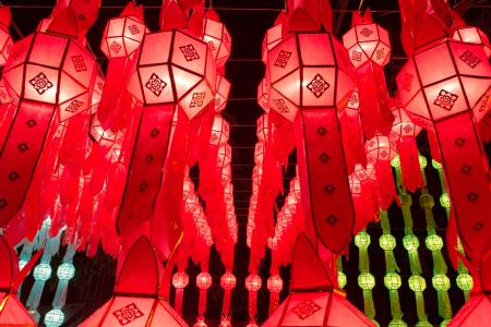 Loy Krathong lantern festival in Chiang mai の写真素材