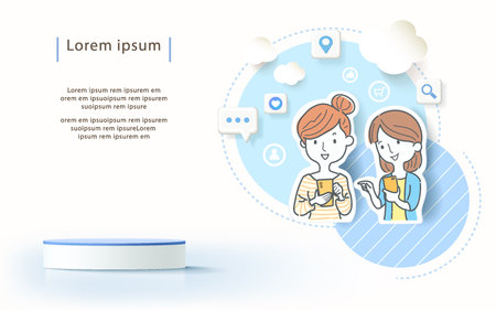 Life with a smart phone, smart phone application, shopping online on mobile. Vector illustration about shopping onlineのイラスト素材