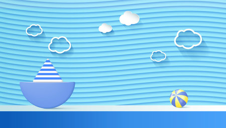 Minimal mock up podium on summer background concept 3d renderのイラスト素材