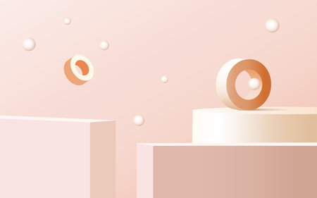 Minimal background mock up with podium for product display. 3d rendering.のイラスト素材