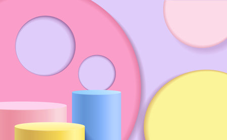 Minimal background mock up with podium for product display. 3d rendering.のイラスト素材