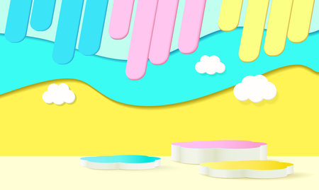 Kids colorful podium product displayのイラスト素材
