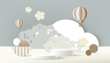 Podium empty display scene presentation for kids or baby product placement 3d backgroundのイラスト素材
