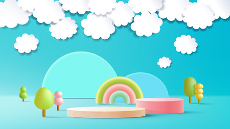 Round podium for product presentation in 3d creative composition.のイラスト素材