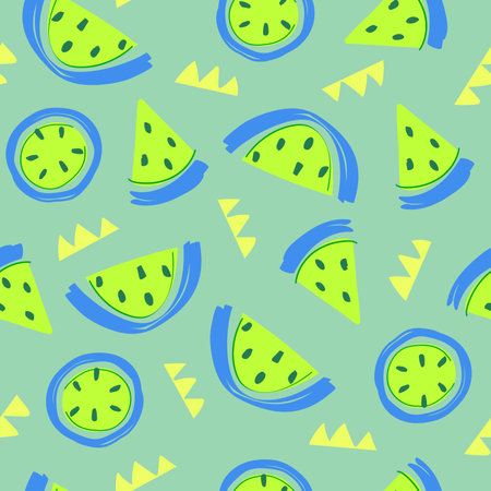 Cute fruity seamless pattern, hand-drawn in colorful fruity style used for fabric, textile, print, banner, card, background and decorative wallpaperのイラスト素材