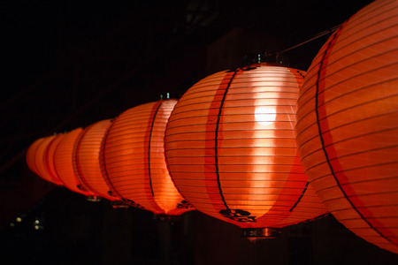 Red Chinese lanterns decoration for Chinese new year celebration.の写真素材