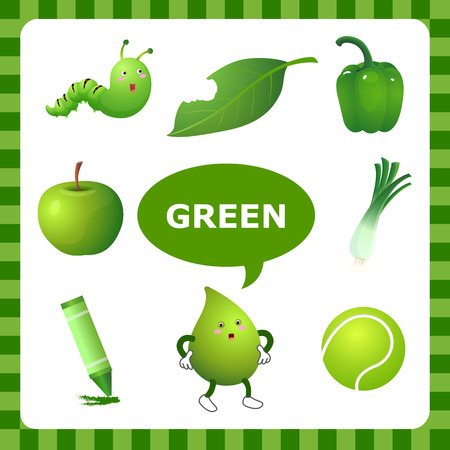 Learn The Color Green  things that are green colorのイラスト素材