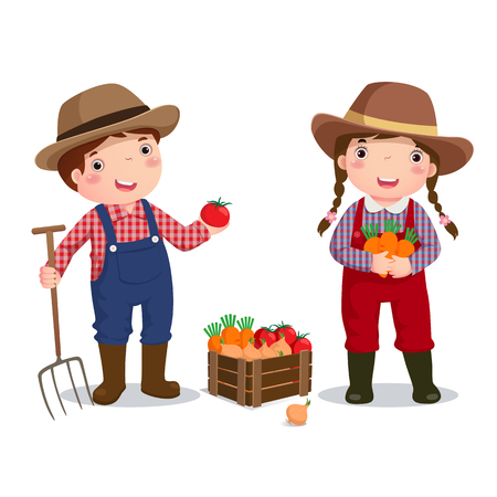 Illustration of profession costume of farmer for kidsのイラスト素材
