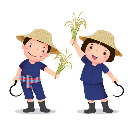Profession costume of Thai farmer for kidsのイラスト素材
