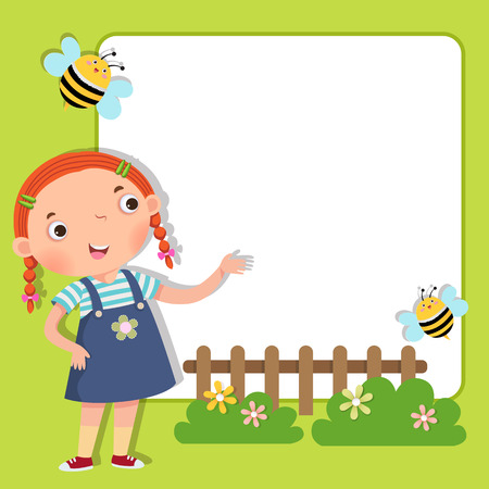 Background with cute girlのイラスト素材