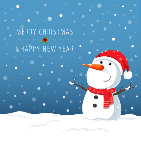 Vector illustration of snowman cartoon character for Christmas cards and bannersのイラスト素材