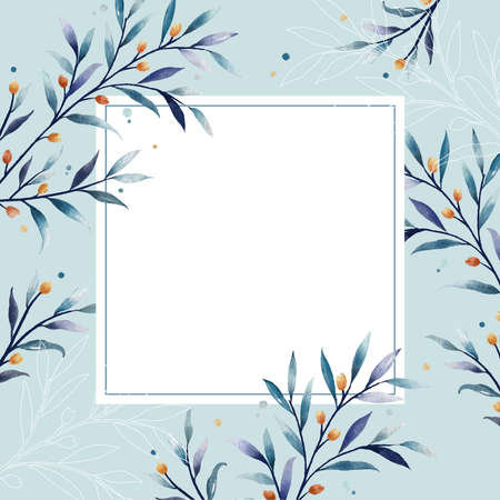 Vector illustration wedding invitation card template with watercolor floral.のイラスト素材